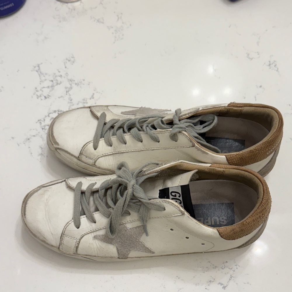 Golden Goose Cream and Brown Men's Sneakers